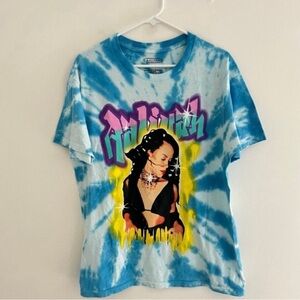 Aaliyah Blue Tie Dye Portrait Tee Large